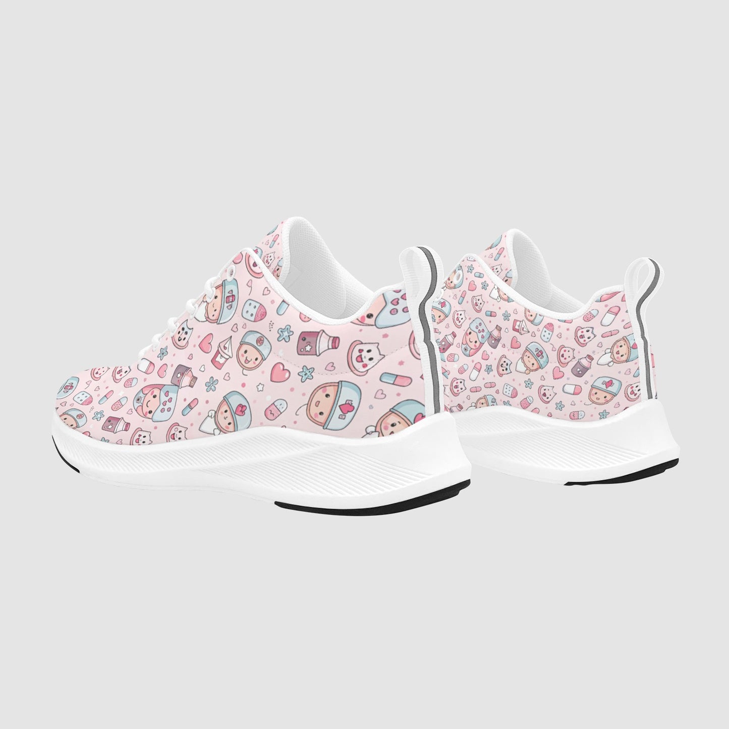 Women’s Yellow Smiles Heart Medical Icons Suede Nursing Sneakers