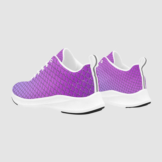 Women's Purple Silver Scallop Suede Breathable Athletic Running Shoes