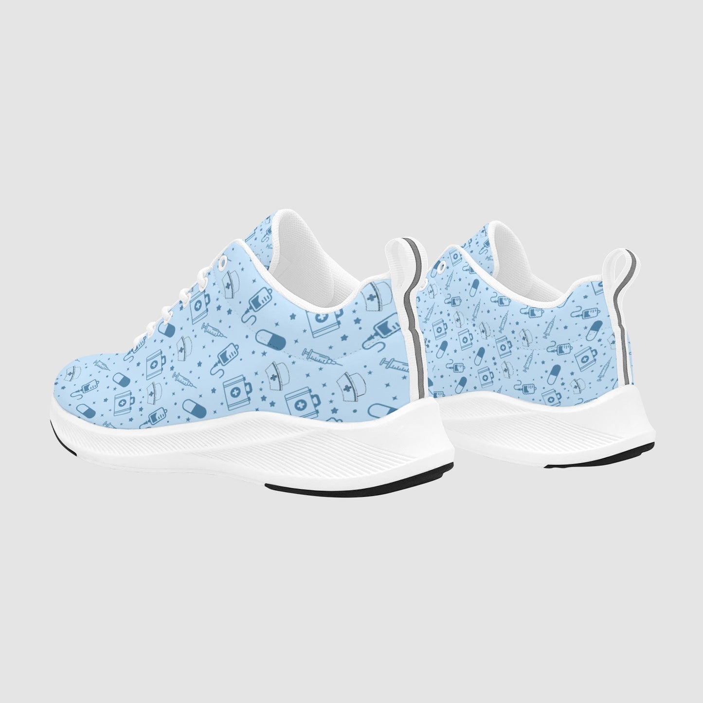 Women’s Light Blue Nursing Icons Suede Breathable Running Sneakers