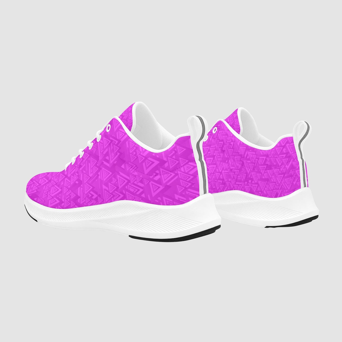 Women’s Hot Pink Geometric Triangle Suede Breathable Running Shoes
