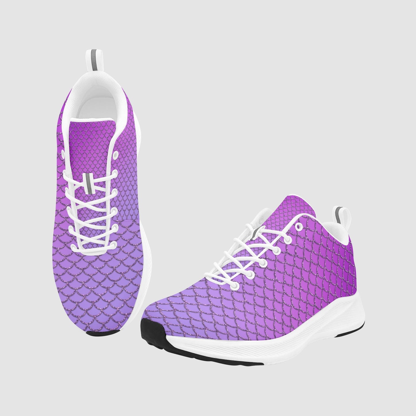 Women's Purple Silver Scallop Suede Breathable Athletic Running Shoes