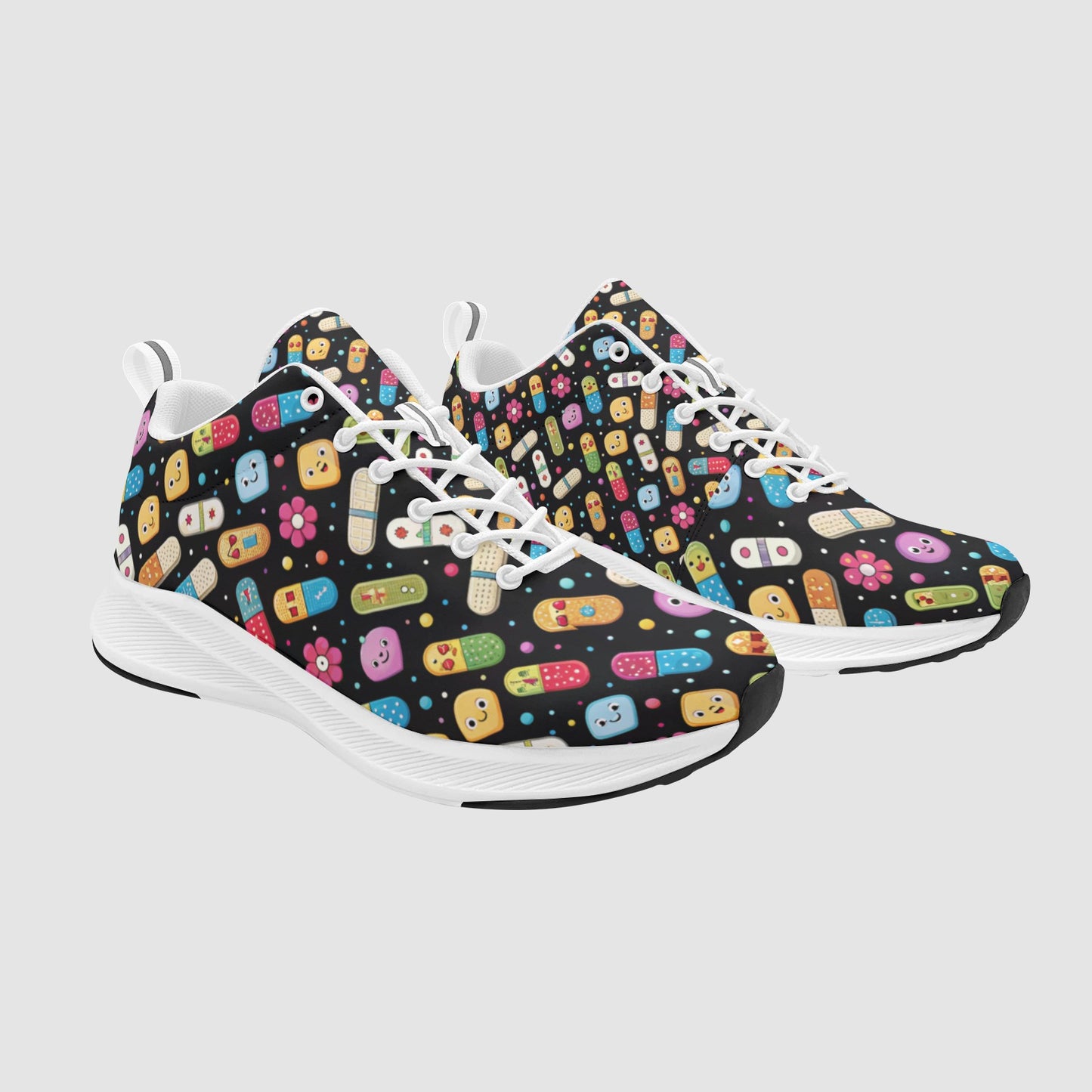 Women's Multicolor Pill Smiley Suede Breathable Nursing Running Shoes