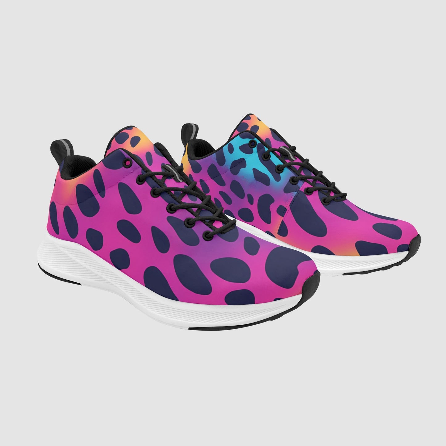 Women’s Rainbow Neon Leopard Print Suede Breathable Running Sneakers