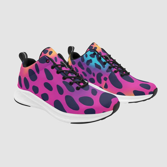 Women’s Rainbow Neon Leopard Print Suede Breathable Running Sneakers