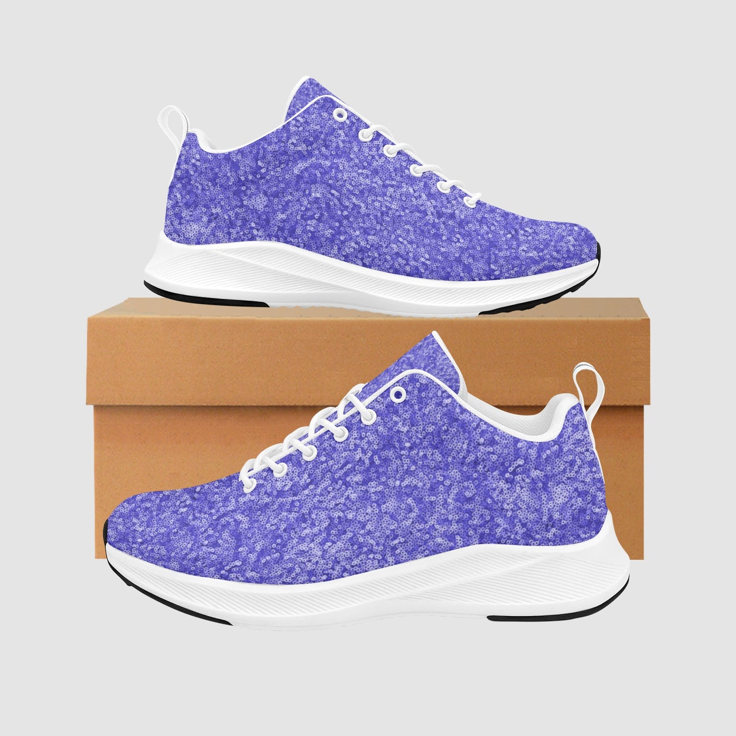 Women’s Light Purple Sequin Print Suede Breathable Running Sneakers