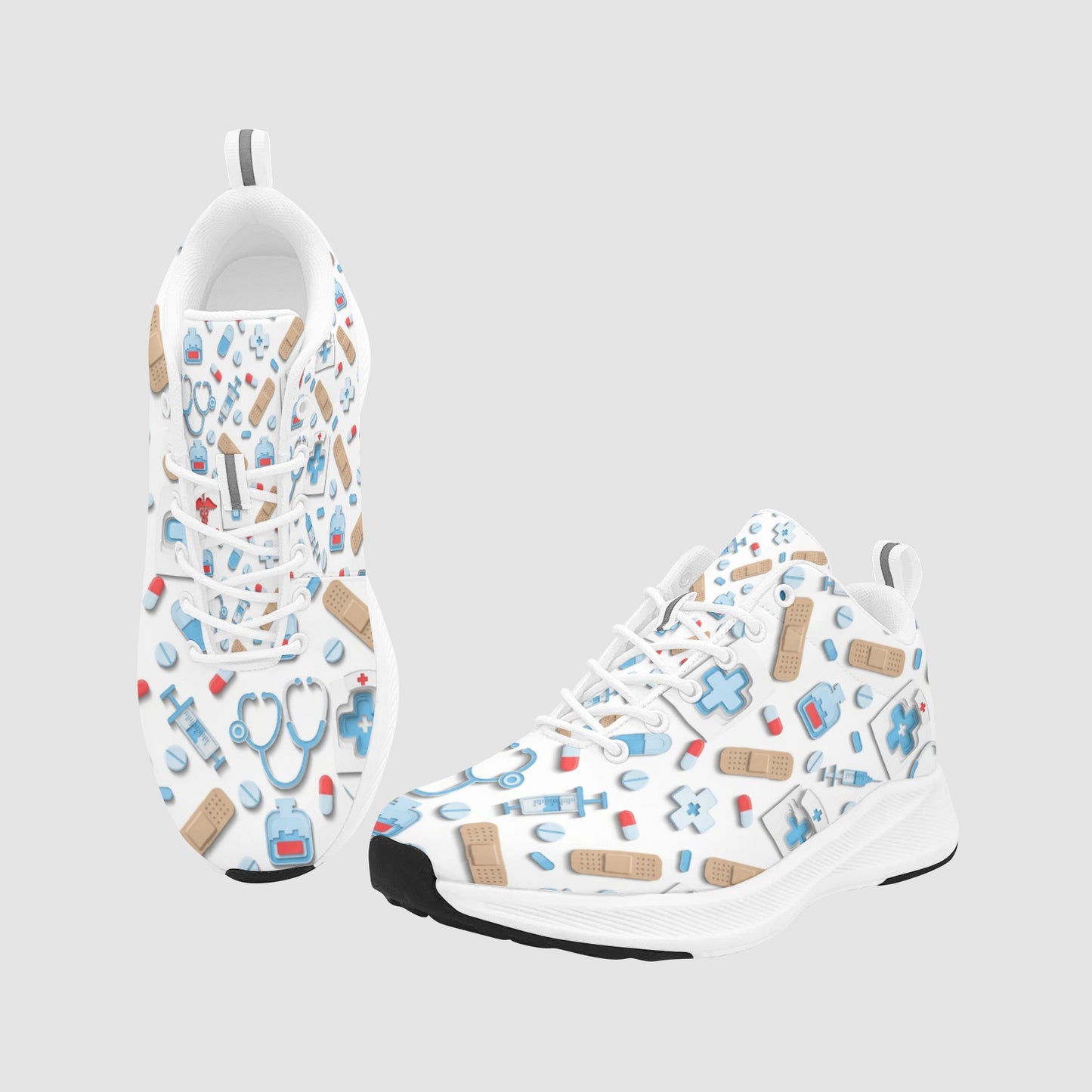 Women's Futuristic Medical Icon Suede Breathable Nursing Sneakers